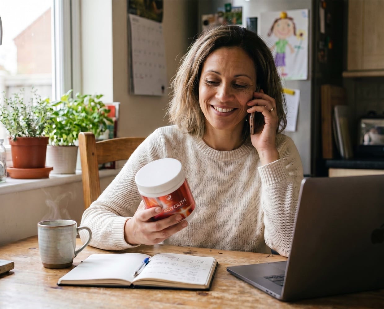 A TeloYouth customer at home with the product